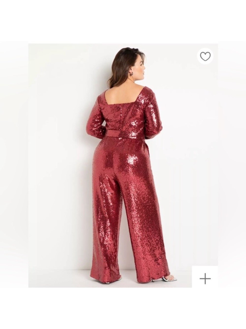 Eloquii Red Wide Leg Sequin Jumpsuit size 28 - Picture 3 of 9